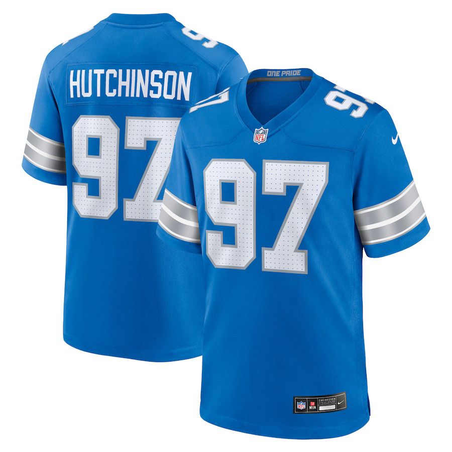 Men Detroit Lions #97 Aidan Hutchinson Nike Blue Game NFL Jersey